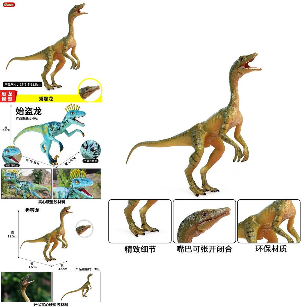 Modello Statico di Dinosauro Compsognathus ed Eoraptor Lunensis con Mascella Mobile per Bambini e Collezionisti