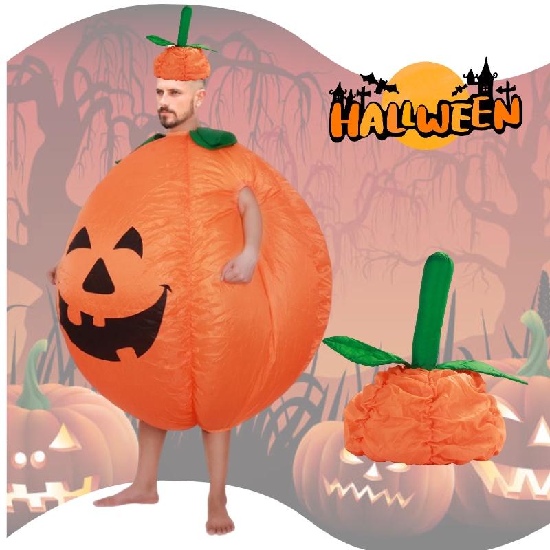 Pumpkin Halloween Costume Inflatable Suit With Cartoon Doll For Walking