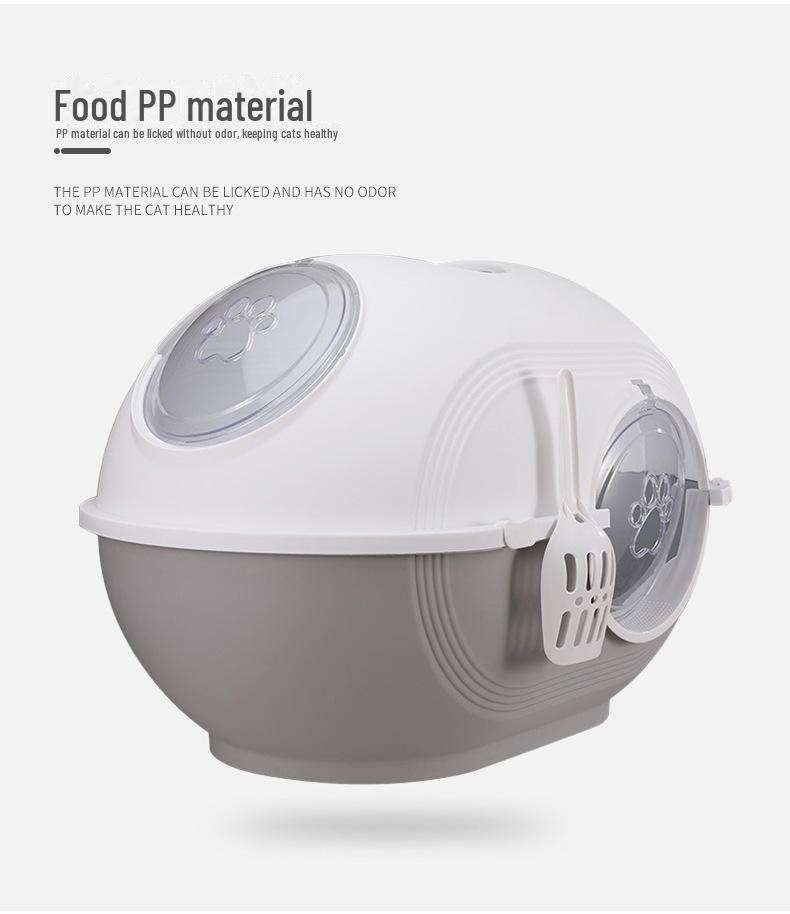 Carver Fully Enclosed Top-Entry Space Capsule Cat Litter Box - Splash-Proof, Extra-Large 