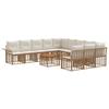 Outdoor Sofa Set 12 Pcs Natural & Cream White Polyester