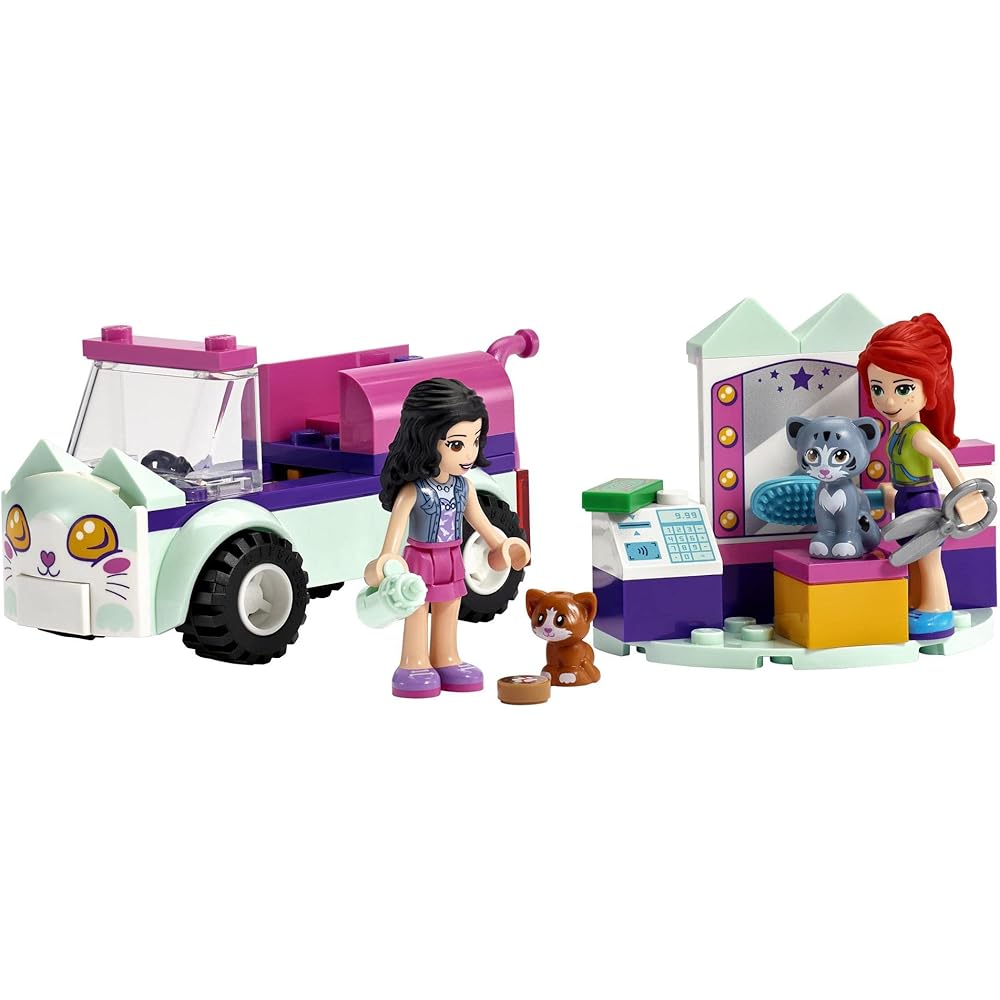LEGO Friends Cat Pet Salon Car 41439 Toy Building Blocks for Kids Ages 4 and Up