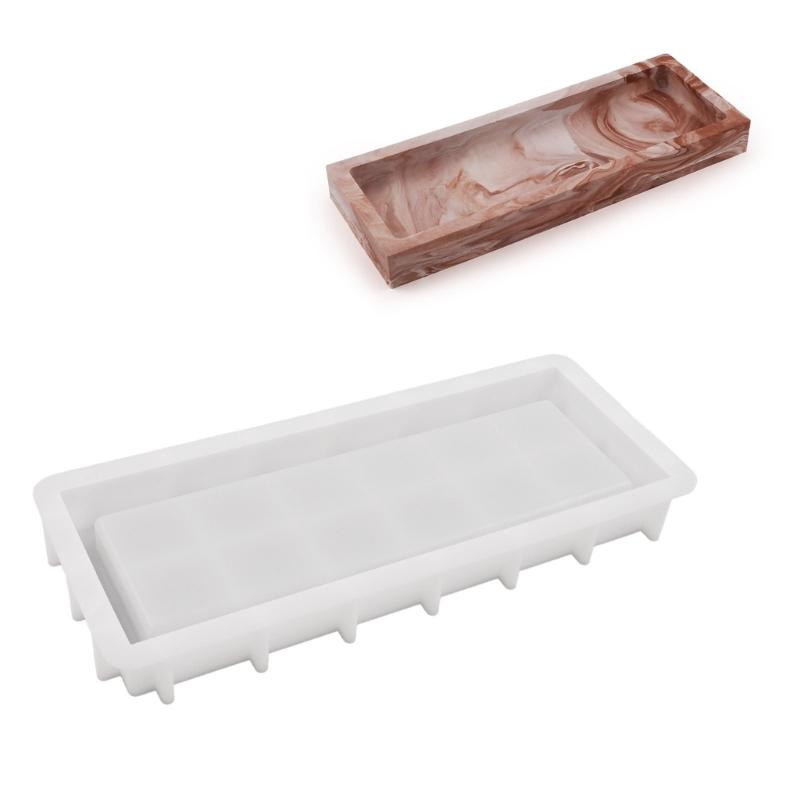 Silicone Tray Molds for Resin DIY Rectangle Mold for Epoxy Casting Jewelry Holder Dish Mold Decorative Candle Tray Mold