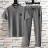 Summer Men Pleated Shirt Pants Two-pieces Set Thin Soft Breathable Tracksuit Casual Sports