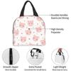 Niedliches Schwein mit Karomuster und Herz Kühl-Lunchbox Tragbare isolierte Canvas-Lunchtasche Thermische Lebensmittel Picknick-Lunchtaschen für Frauen Kinder