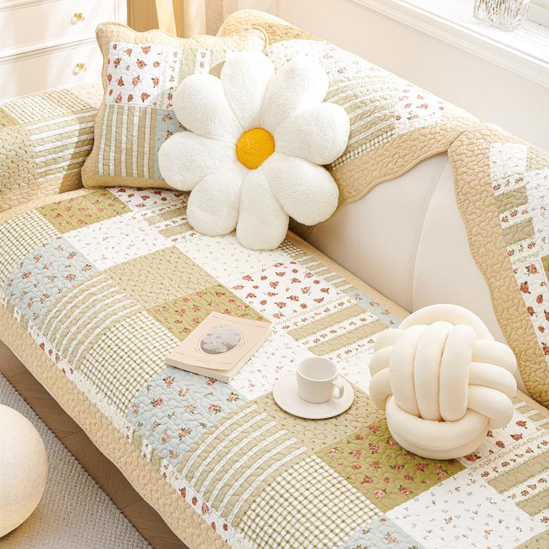 Hot Selling All-season Universal Anti Slip Sofa Mat New Rural Style Cushion Sofa Cover Small Floral Han Style Backrest Towel