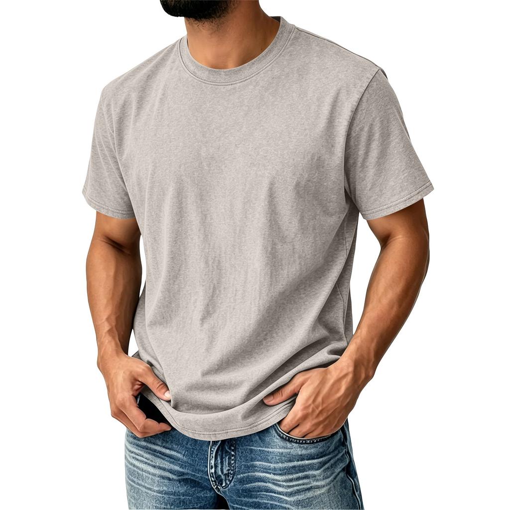 Men’s Vintage Crew Neck Short Sleeve T Shirt Classic Fit Cotton Material Casual Basic Top for Everyday Wear