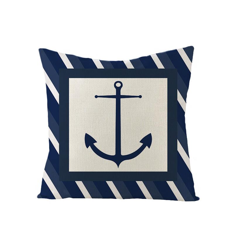 Nordic Retro Polyester Printed Pillow Cover Blue Anchor Animal Sofa Cushion Pillow Cover Home Furnishings