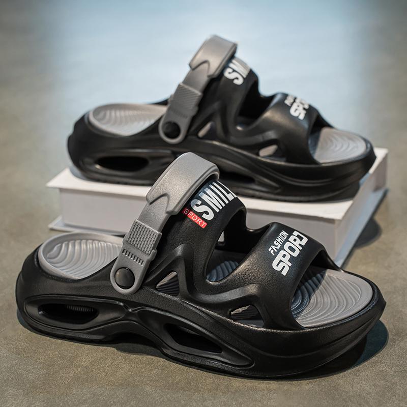 

New Men s Outdoor Slippers Beach Sandals Comfortable Soft Slides Clogs Men Casual Shoes Garden Shoes Male Beach Slippers 38-39 чёрный