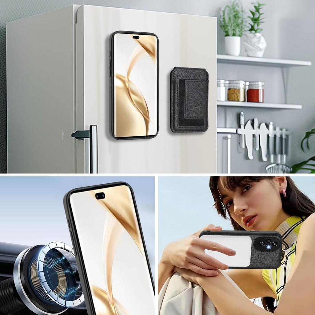 Magsafe 2-in-1 afneembare Huawei portemonneehoes met kaarthouder, magnetische standaard en PU-leren klaphoes voor Honor X6B X7B X8B X9B Honor200 Play 8T
