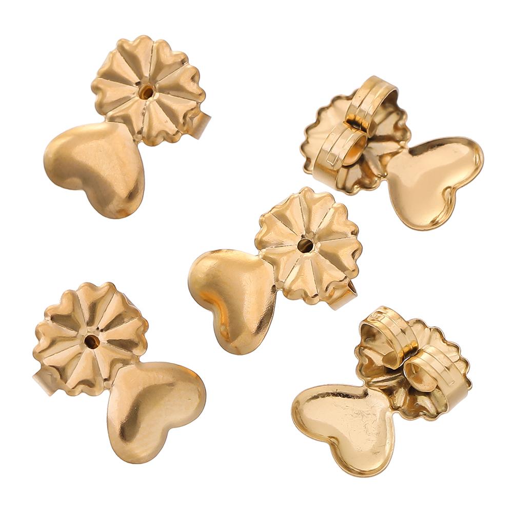 20pcs/lot Gold Color Flower Heart Stainless Steel Earring Studs Ears Hook Backs Stopper For Jewelry Making Earring Stoppers