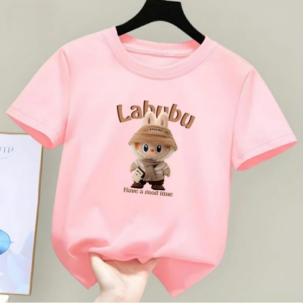 Cartoon Anime Labubu Printed T-shirt Women's Short-sleeved Loose Casual Top Couple Summer