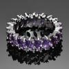Luxury Purple Amethyst Round CopperColor Rings For Women Anniversary Engagement Fashion Ring Girl's Daily Party Gifts