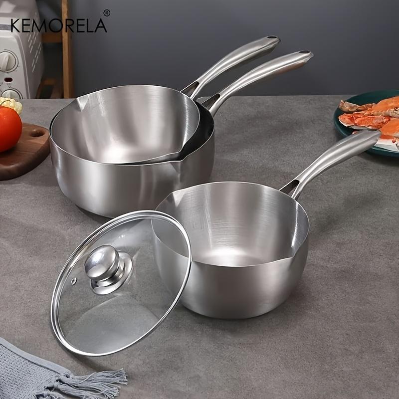 KEMORELA 304 Three-Layer Stainless Steel Soup Pot 16/18/20cm Cooking Pot With Glass Lid Dishwasher-Safe Induction Cooker-Safe