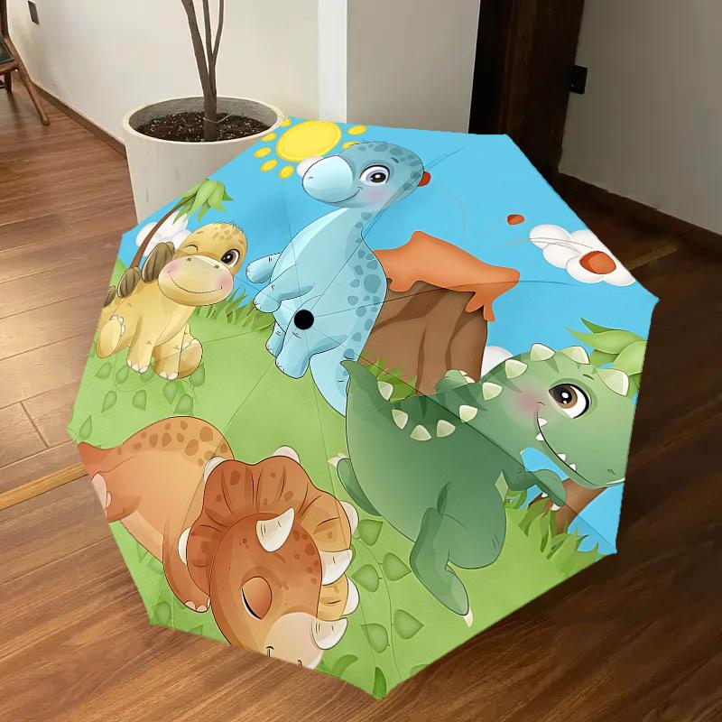 1PC dinosaur landscape Umbrella-8-Rib Reinforced, Automatic Open, Lightweight & Durable, Cute Fashion Accessory for Outdoor, Beach or Casual Use, Beac