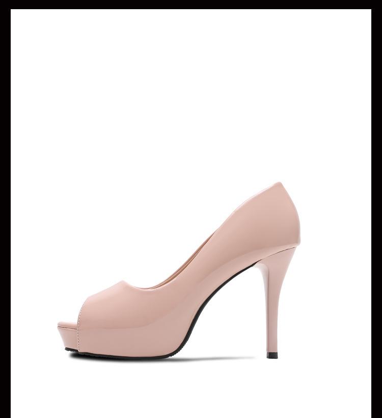 Women's High Heel Stiletto Peep Toe Platform Patent Leather Nightclub Shoes