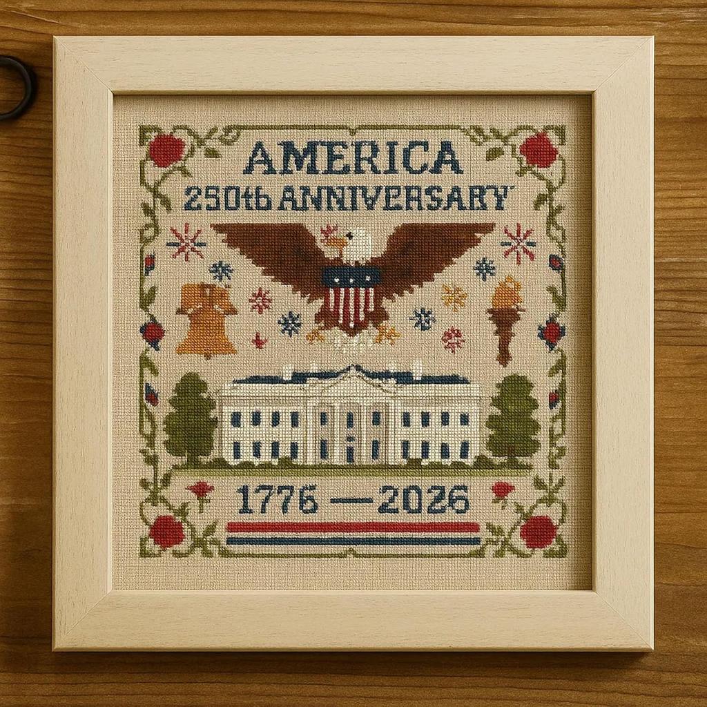 Anniversary of America Counted Embroidery Art Full Embroidery Thread Art Needlework Cotton Embroidery Craft Home Wall Decor