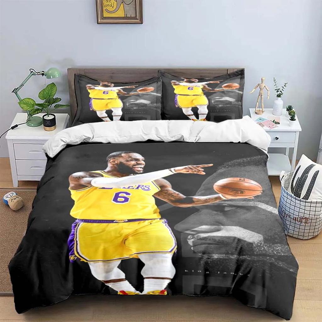 2025 Fashion Basketball Star A-LeBron J-James Printing Bedding Set Duvet Cover Comforter Bed  Youth Kids Girl Boys Birthday Gift