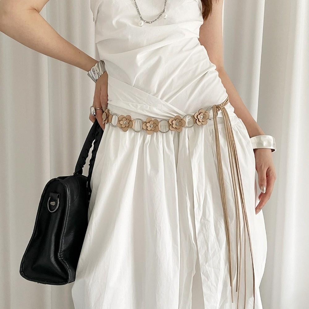 Vintage Leather Waist Rope Ethnic Dress Jeans Belt Versatile Women's Belt  Streetwear