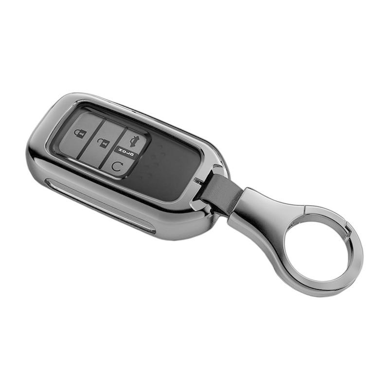 Car Smart Key Fob Cover Case Chain Fit for Honda Accord Civic CRV Fit Jazz HR-V Odyssey Pilot 2019-2021 Silver
