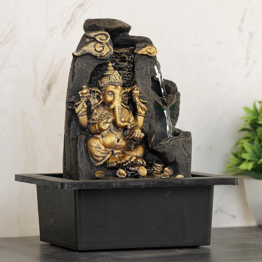 Polyresin Table Top Indoor Outdoor Water Fall Fountain with LED Lights Home Decor Decoration Gift Gifting Items