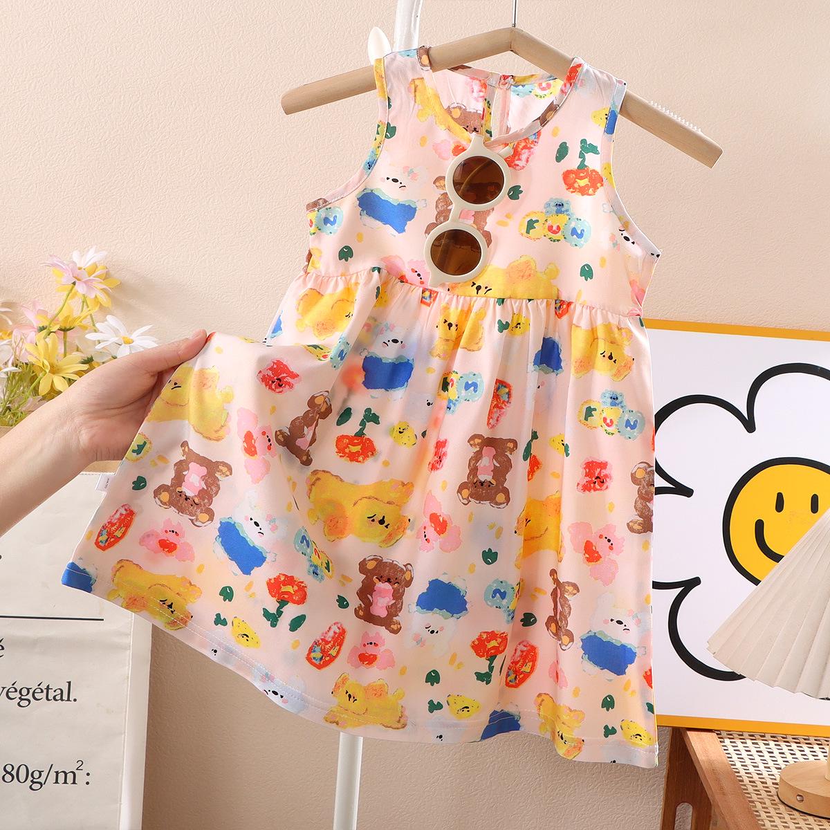 

Стильное летнее платье без рукавов с цветочным принтом для девочек - Милая принцессная ночная сорочка 90cm