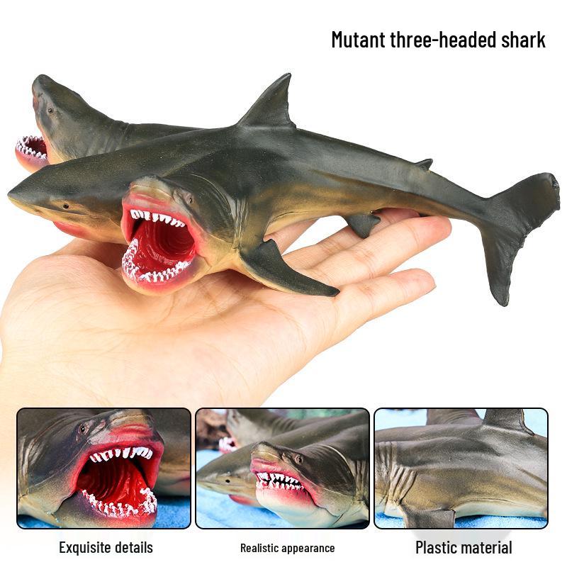 Three-Headed Shark & Megalodon Marine Life Model Toy Ornament