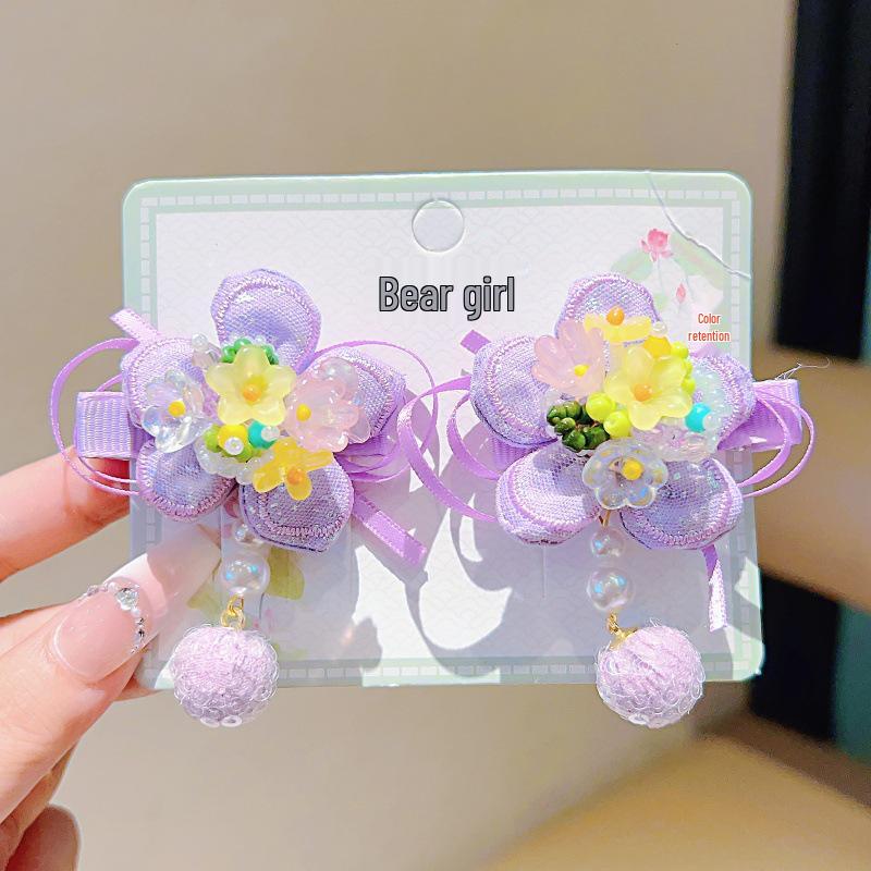 Kinder Nationalfeiertag Hanfu Kopfschmuck: Haarnadel mit Quaste und Schmetterling im antiken Stil mit Farbverlauf für Mädchen