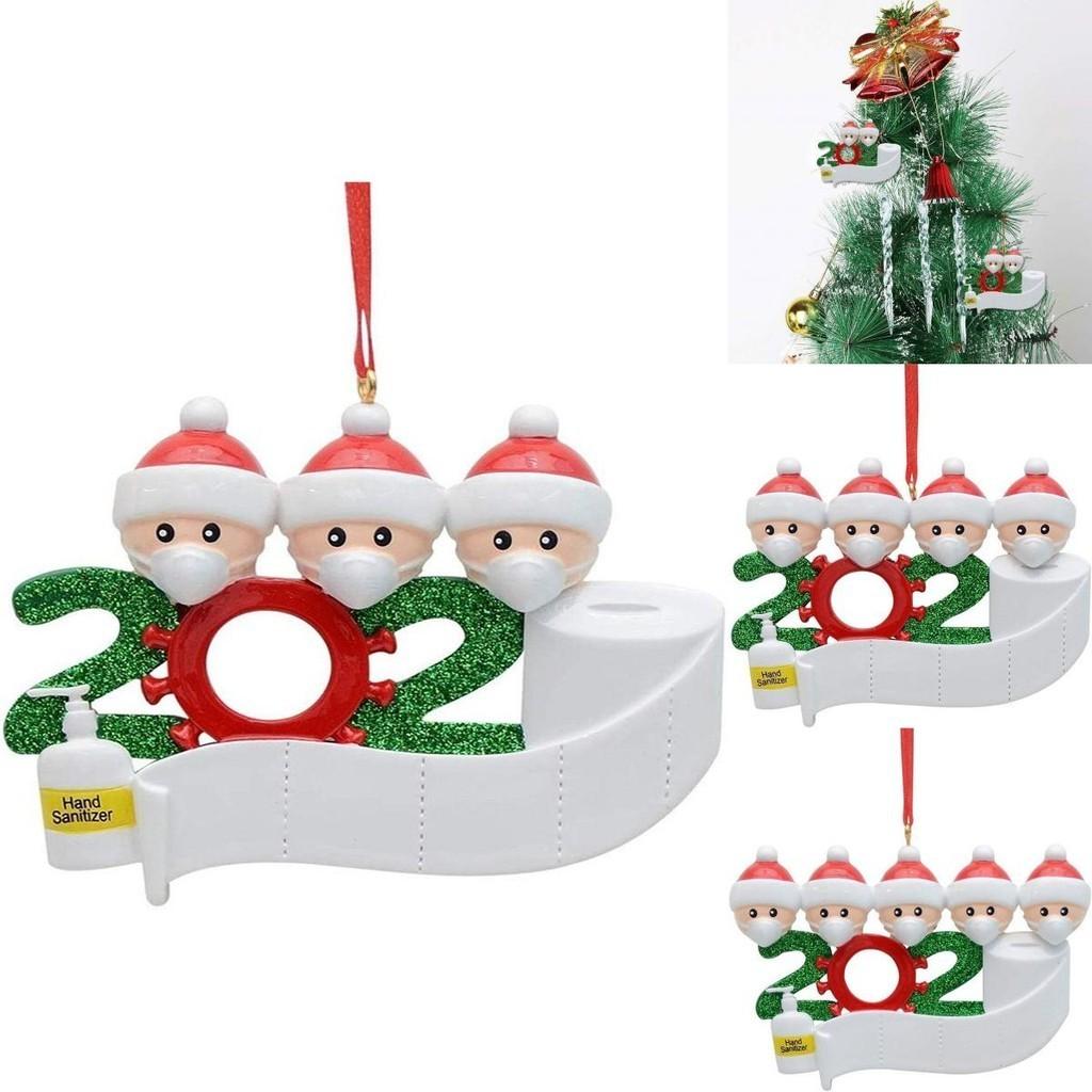 2020 Xmas Tree Ornaments Featuring Santa Claus With Mask And Diy Family Name