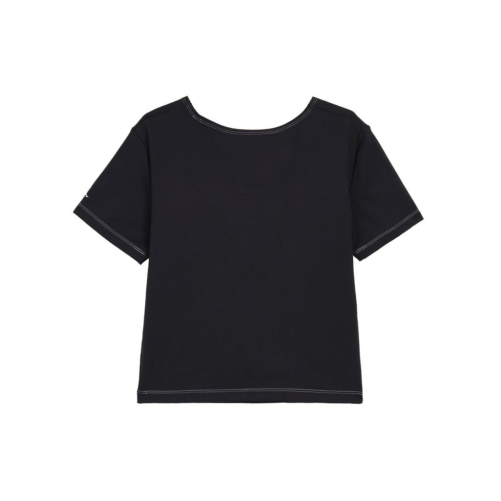 Jordan Solid Color Hollow Round Neck Short Sleeve T-Shirt Women Tops Black DX0465-010