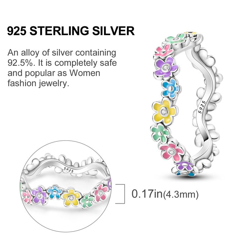 Originální stříbrný prsten 925 Barevné diamanty Zirkony Prsten na prst Pro ženy Šperky Svatební Zásnubní Dárek k narozeninám