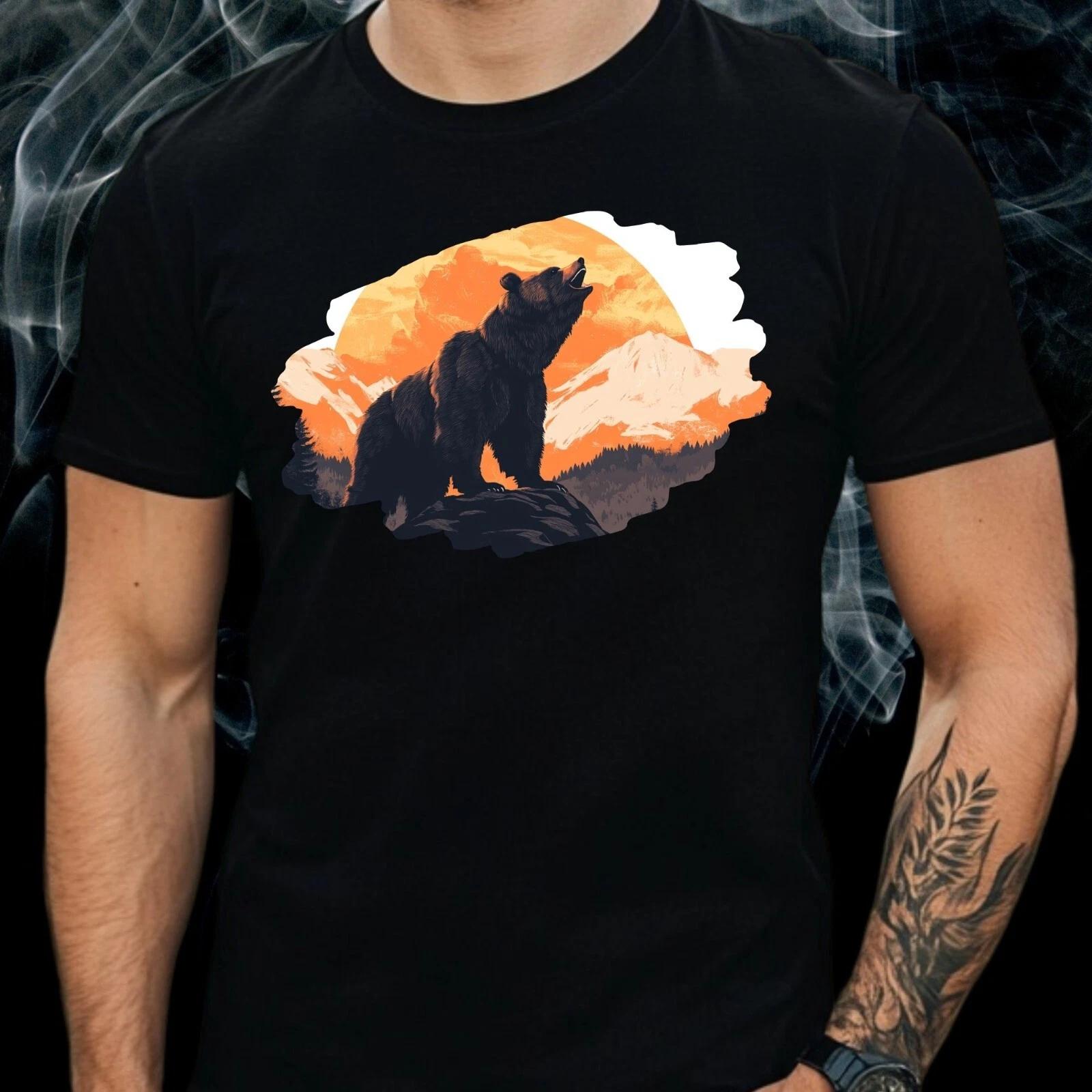 T-Shirt Herren Brüllender Bär Motiv Baumwolle Größe S bis 5XL XXXL