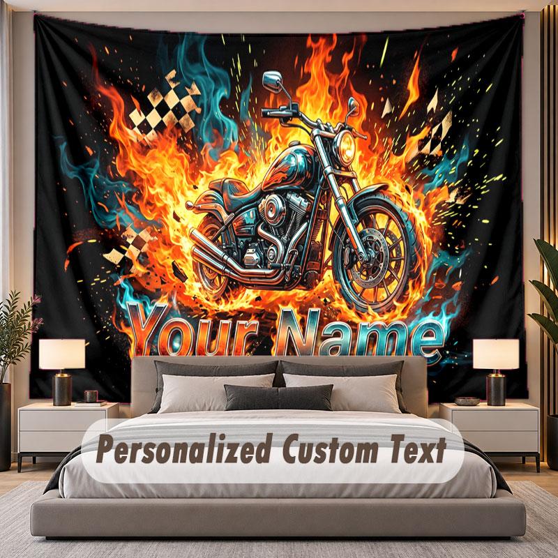 Motorradfahrer (54) Thema Personalisierte Wandteppich Benutzerdefinierter Name Text Wandbehang Tapisserie Haus Hintergrund Dekoration