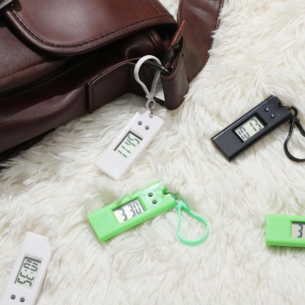 POPETPOP Keychain Digital Watch, Easy To Read, for Shoulder Bags, Backpacks, and Hiking Bags, Set of 5 (Random Colors)