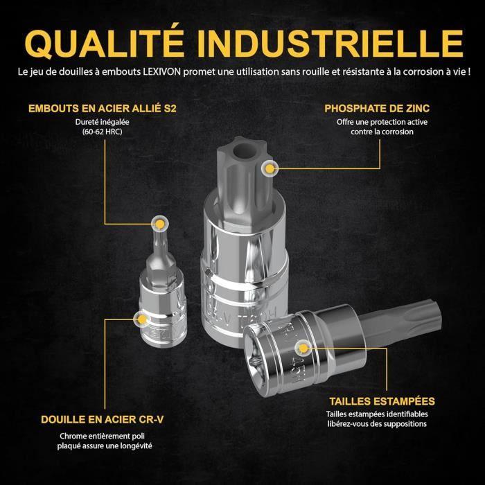 LEXIVON Set De 13 Douilles Tamper Proof Torx Jeu De Sécurité Douilles À Embouts Étoilé