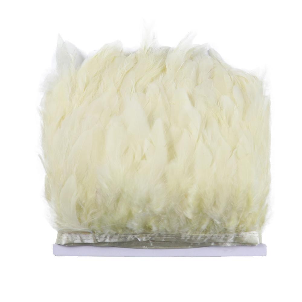 

1M 5M 10M Натуральная отделка из петушиных перьев 10-15 см Белые перья Лента для поделок Карнавальной вечеринки Украшения для одежды Аксессуары 1meter бежевый