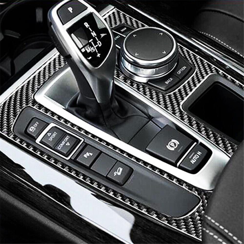 Carbon Fiber Car Gear Shift Panel Cover Trim For 2014-2018 BMW X5 F15 LHD
