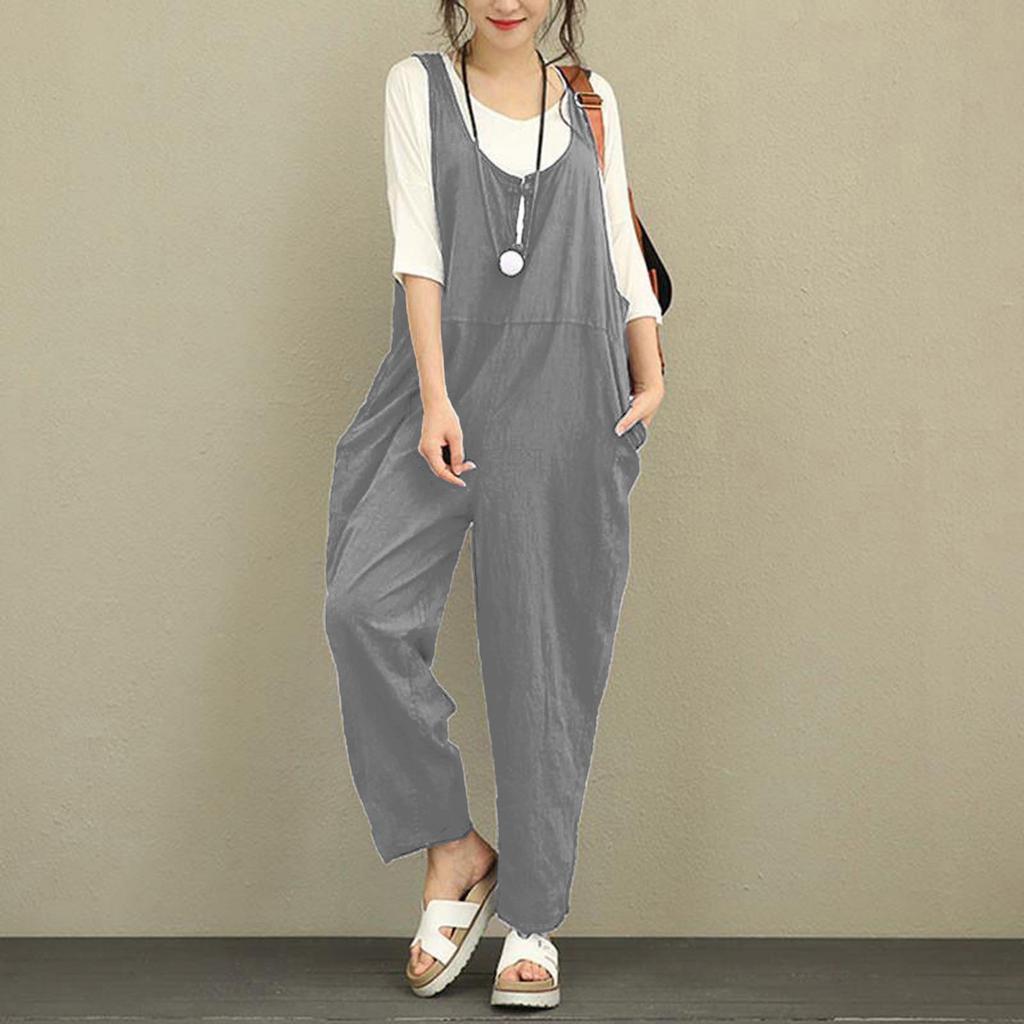 European and American Spring Loose Fit Pocket Jumpsuit
