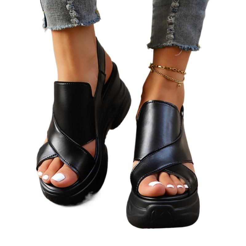 2025 Summer Peep-Toe Women's Sandals New Platform Casual Wedge Roman Shoes Plus Size Height Increasing Comfortable Zapatos Mujer