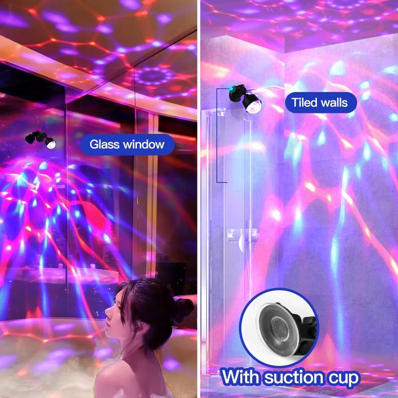 RGB Sound Activated LED Disco Ball Light with Remote Control Rotating DJ Stage Lamp for Home Car Party Club Christmas Decoration