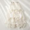 French Romantic Elastic Waist Ruffle Tiered A-Line Midi Skirt