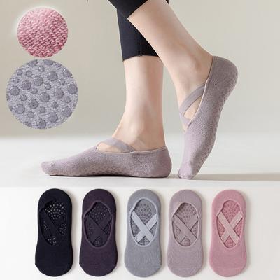 Yoga Socks Women Cotton Silicone Non-slip Pilates Grip Towel No-Show  Socks Bandage Indoor Floor Gym Fitness Sports Socks