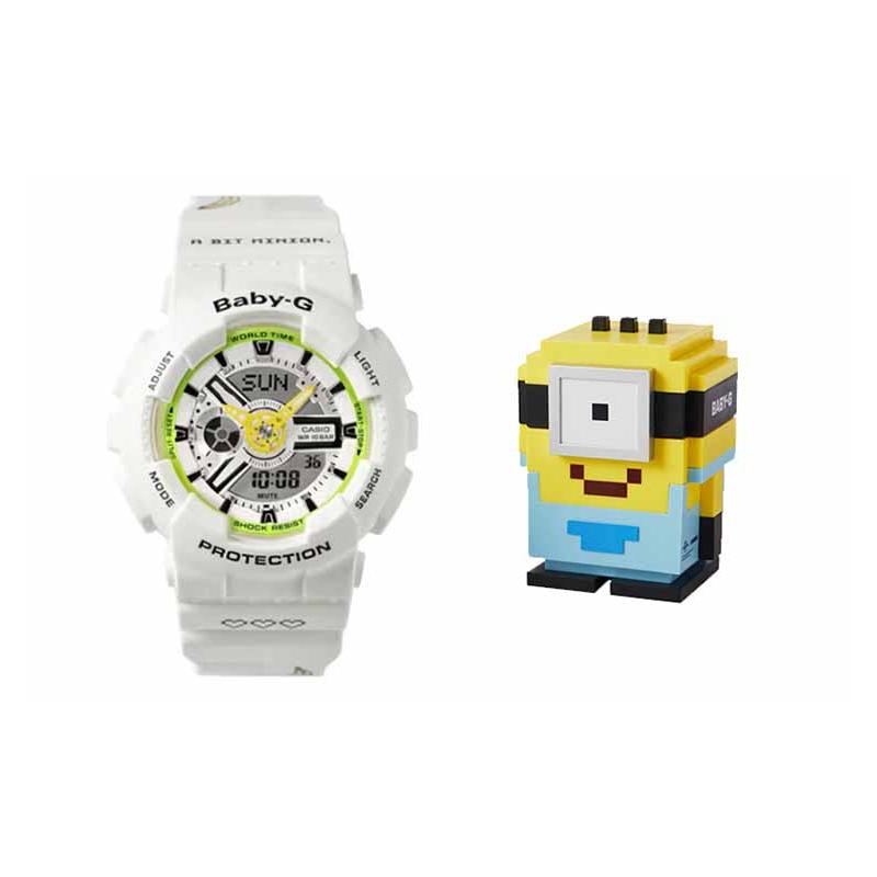 

CASIO BABY-G Minions co-branded model, waterproof and shockproof movement, Quartz, resin strap, , women s watch, white dial BA-110MON21-7APRM-person белый