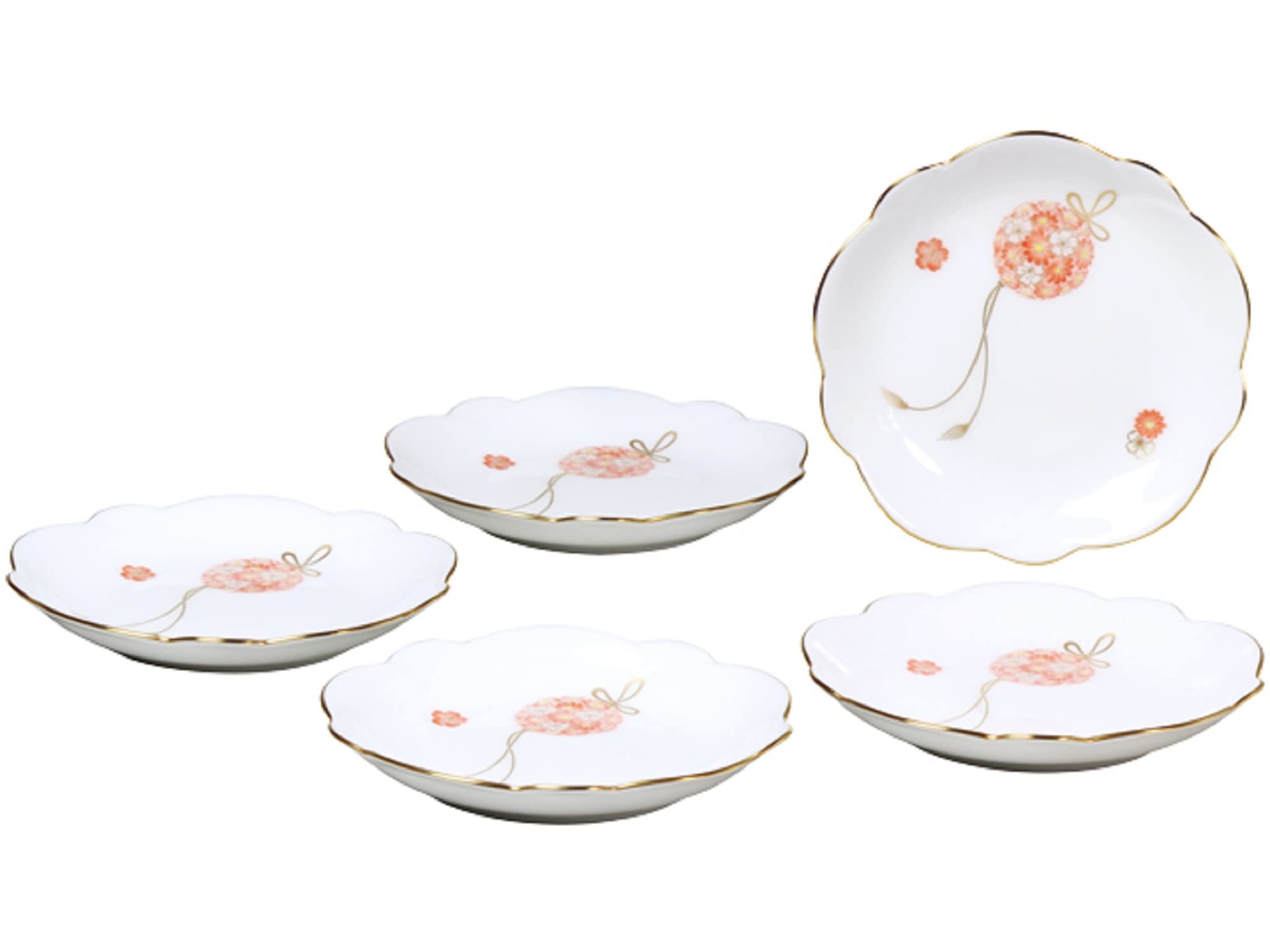 

Okura Pottery Hanamari 13cm Plum-Shaped Small Plates, Set of 5, Made in Japan, 114HV/3221