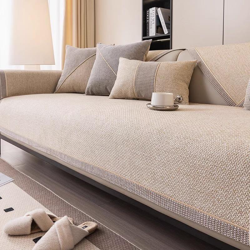 New Sofa Cushion, Universal In All Seasons, Light Luxury, High-End Seat Cushion, Anti-Cat Claw Imitation Hemp Sofa Cover Cover Cloth