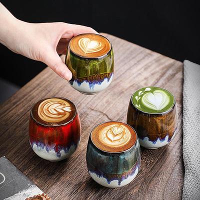 Handgefertigte Keramik Ofenwechsel Unterglasur Kaffee- & Teetasse - Kreatives Design, Großer Bauch, Geschenkfertig