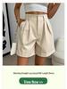 Damen High Waist Lässige Schlankmachende Fünf-Punkt Weitbein-Shorts