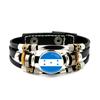 Factory National Country Flag Design Bracelet Crystal Bead Snap Button Sports National Team Jewelry Gift Leather Wrap Bracelet