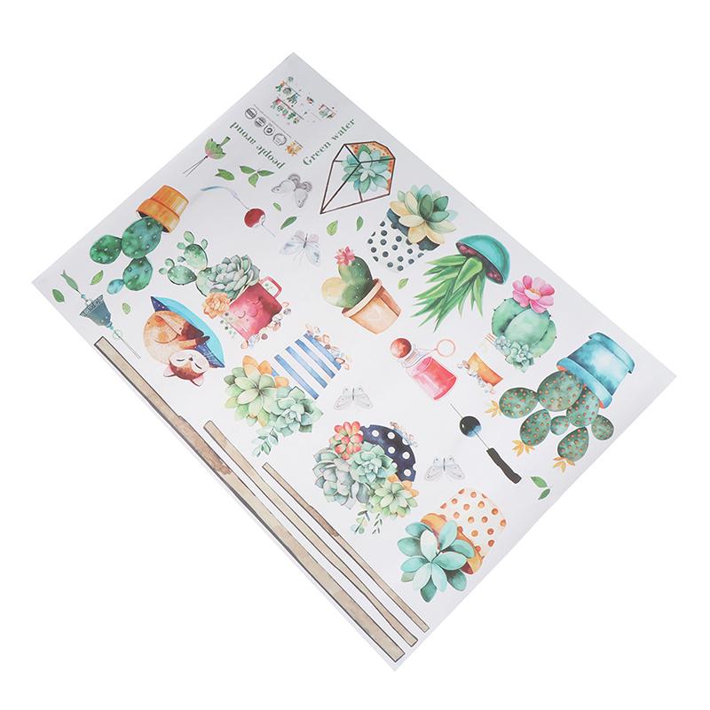 Cactus Potted Living Room Bedroom Tv Background Self-Adhesive Wall Stickers