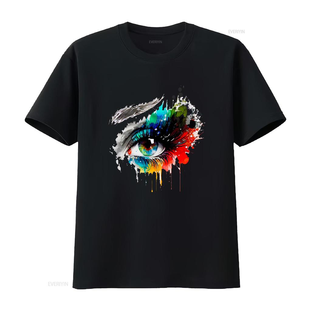 organic cotton t shirt colorseyess colorful eye elegant color vintage Washed homme Stylish Top For Everyday Wear Versatile