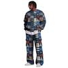 Men's Layer Crewneck Sweatshirt and Cargo Pants Set with Elastic Waist